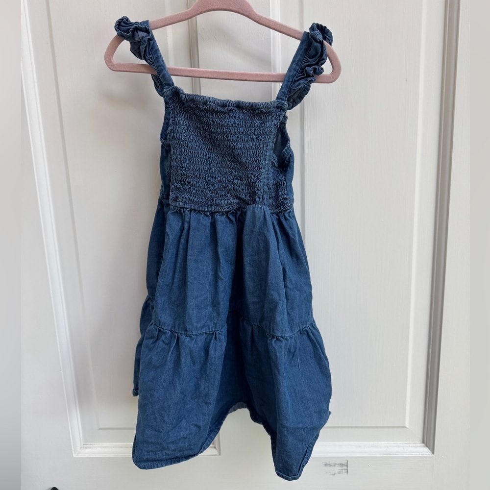 NWOT Lucky Penny 3T Girls Casual Blue Denim Sleevess Dress with Ruffle Straps